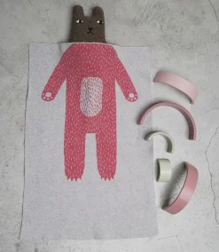 Blankets & Throws^Donna Wilson Bear Mini Blanket - Grey & Pink