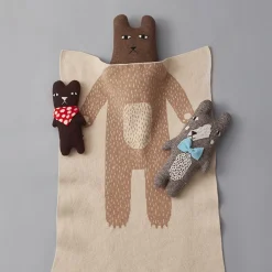 Blankets & Throws^Donna Wilson Bear Mini Blanket - Oatmeal & Brown