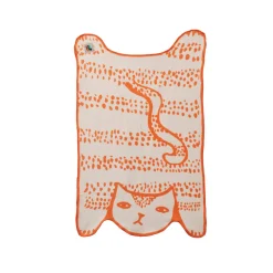 Blankets & Throws^Donna Wilson Cat Cotton Mini Blanket - Orange