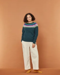 Lambswool Sweaters^Donna Wilson Helga Yoke Sweater - Oribe Green