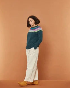 Lambswool Sweaters^Donna Wilson Helga Yoke Sweater - Oribe Green