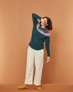 Lambswool Sweaters^Donna Wilson Helga Yoke Sweater - Oribe Green