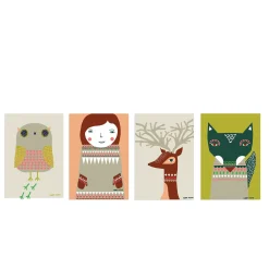 Stationery, Cards & Gift Wrap^Donna Wilson Litho Printed Christmas Cards - Set Of 4
