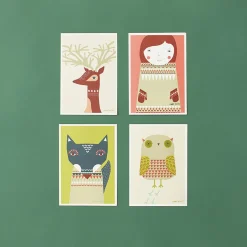 Stationery, Cards & Gift Wrap^Donna Wilson Litho Printed Christmas Cards - Set Of 4
