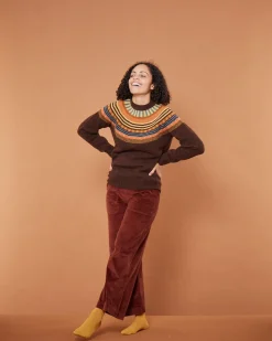 Lambswool Sweaters^Donna Wilson Magic Circle Yoke Sweater - Coffee