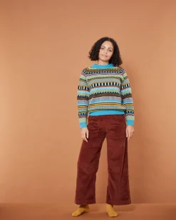 Lambswool Sweaters^Donna Wilson Static Stripe Sweater - Turquoise